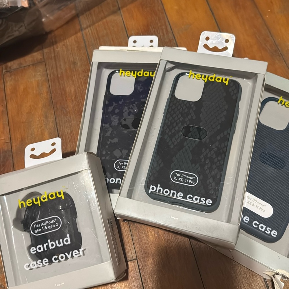 3 iphone x, xs, 11 pro cases and one earbud case fits  gen1 and gen 2 earpods